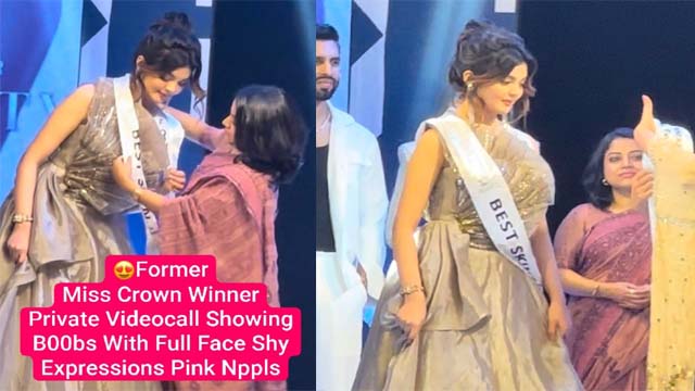 Miss Beauty Contest Crown Winner Videocall Showing Boobs