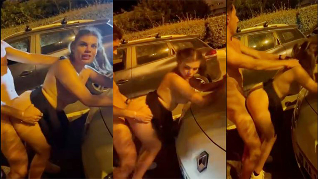 Cuck Husband Recording His Wife Get Fucked by Stranger In The Street on Car