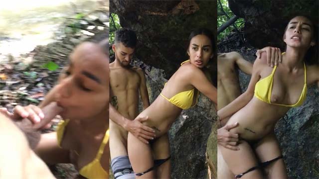 Desi Couple Tour At Waterfall Blowjob And Fucking OYO Doggy Style Sex Must Watch