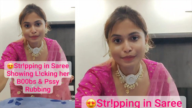 Cute Gulambi Model Latest App Exclusive Debut Str!pping in Saree With Hot Expressions Showing L!cking her B00bs & Pssy Rubbing