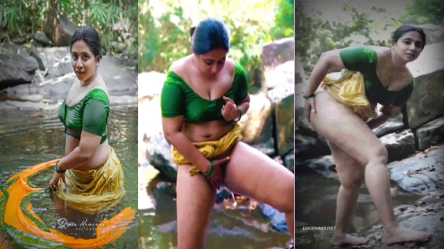 Nila Nambiar Bathing In Saree And Masturbating And Pressing Boobs With Face And Bathing In Waterfall