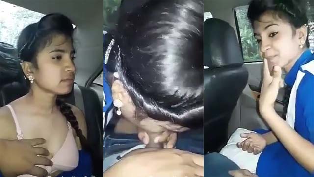 Extremely Cute Young Girl- Sucking Boyfriend Dick in Car Xxx