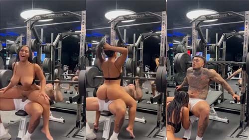 Muscly Hunk Lifting Weights and Fucking Hot Bad Girl in the Gym Must Watch