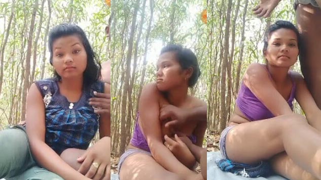 Cute girl fucking with bf in jungle