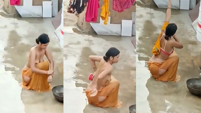 Indian Desi Bhabhi Outdoor Bathing Secretly Captured Neighbor Viral Watch