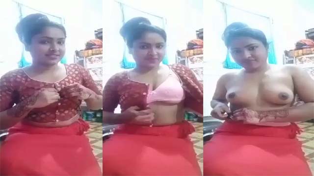 Gf Changing Saree Recording for lover Mobile Cam Video Leaked In Online