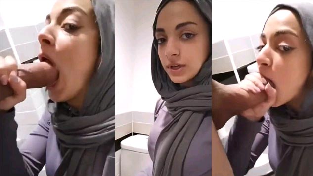 Hot Babe Giving Blowjob in Public Toilet